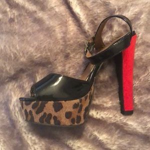 JustFab Platform Cheetah and Red Heels